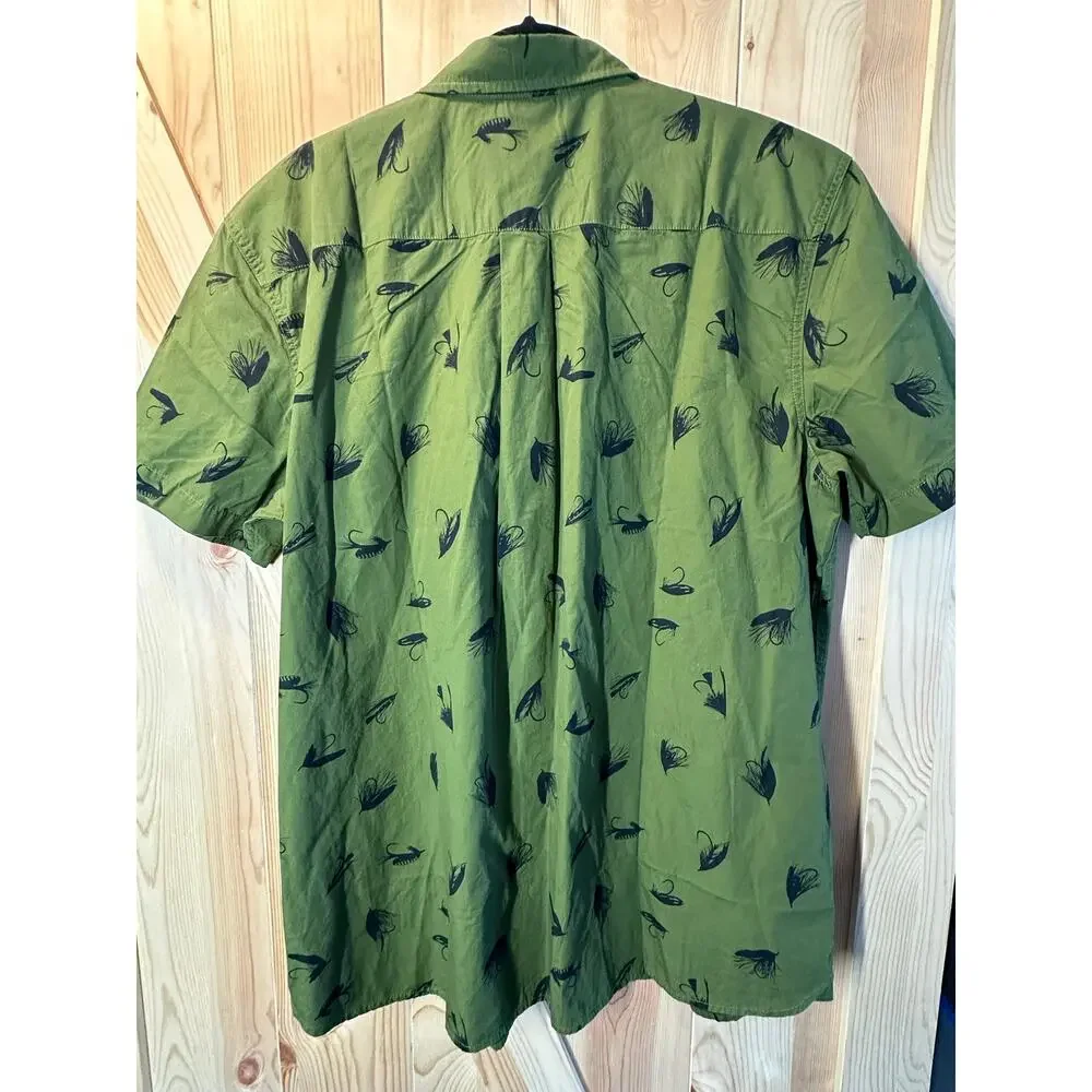 The North Face Baytrail Green Fly Fishing Lure Print Short Sleeve Shirt Mens XL